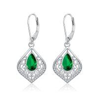 TOUPOP Sterling Silver Filigree Teardrop Drop Dangle Earrings-undefined