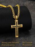 wholesale Gold 925 Sterling Silver Cross Pendant with Black Beads - Catholic Religious  for Men Women-0-1