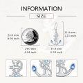 wholesale 925 Sterling Silver Anchor Sea Life Dangle Earrings w/ Blue Ocean Stones for Women & Girls-0-3