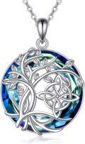 wholesale 925 Sterling Silver Blue Purple Swarovski Crystal Tree of Life Pendant Necklace for Women-0-0