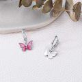 wholesale 925 Sterling Silver Pink Enamel Butterfly Drop Huggie Hoop Earrings for Women - 6 Designs-0-2