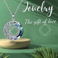 wholesale 925 Sterling Silver Blue Crystal Celtic Knot Peace Sign Pendant Necklace for Women and Men-0-2