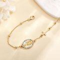 wholesale 925 Sterling Silver Yellow Gold Over Sterling Silver & Zircon Virgin Mary Rosary Bracelet with Cross Charm-0-2