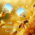 wholesale 925 Sterling Silver Hexagon Bee Stud Earrings with Crystal Accents - Honeycomb Design Gift for Her-0-2