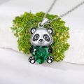 wholesale Metal Stone Panda Heart Pendant Necklace Women s Gift-0-1