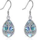 wholesale 925 Sterling Silver Abalone Shell & Moonstone Tree of Life Drop Earrings-0-0