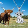 wholesale 925 Sterling Silver Highland Cow Pendant Necklace for Women - Animal Lover s-0-4