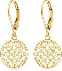 wholesale 14K Gold Celtic Knot Circle Drop Earrings with Leverbacks - Fine  for Women-Celtic Leverback Earrings