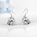 wholesale 925 Sterling Silver Penguin Heart Dangle Earrings for Women Girls  4cm Long-0-2
