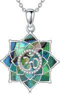 wholesale Lotus Necklace Sterling Silver Abalone Lotus Flower Necklace For Women Yoga Om Necklace Jewelry Gifts For Women Sister Grandma Nana Anniversary -0-0