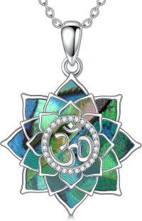 wholesale Lotus Necklace Sterling Silver Abalone Lotus Flower Necklace For Women Yoga Om Necklace Jewelry Gifts For Women Sister Grandma Nana Anniversary -undefined