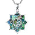 TOUPOP Sterling Silver Abalone Lotus Om Necklace For Women-0-0