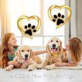 wholesale 14K Gold Heart-Shaped Dog Paw Print Stud Earrings with Black Enamel Accents - Pet Lover Gifts for Women-0-1