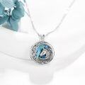 wholesale 925 Sterling Silver Round Celtic Knot Unicorn Head Abalone Shell Locket Pendant Necklace for Women Girls Lucky Charm  43mm x 68mm-0-3