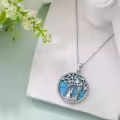 wholesale 925 Sterling Silver Turquoise and Cubic Zirconia Tree of Life Pendant Necklace Wholesale for Women's Mothers' Day Gift-0-3