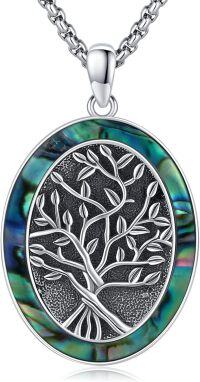 wholesale 925 Sterling Silver Abalone Shell Tree of Life Oval Pendant Necklace s for Women-Tree of Life A(Abalone Shell)