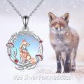 wholesale 925 Sterling Silver Fox Pendant with Mushrooms and Branches - Cute Nature Themed Jewelry for Women-0-2