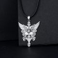 wholesale 925 Sterling Silver Gothic Skull Wings Cross Pendant Necklace s for Men/Women-0-2