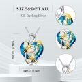 wholesale 925 Sterling Silver Blue Crystal Bee Heart Pendant Necklace Gift for Sisters and Friends-0-1