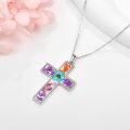 wholesale 925 Sterling Silver Cross with Real Flowers and Leaves Pendant Necklace-0-4