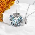 wholesale 925 Sterling Silver Moonstone Butterfly Cremation Jewelry Keepsake Pendant Necklace with Funnel and Fill Tool-0-4