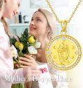 wholesale Gold-Plated 925 Sterling Silver Love Couple Stars Round Coin Pendant Necklace for Women-0-3