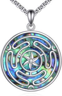 wholesale 925 Sterling Silver Abalone Shell Triple Moon Goddess Pendant Necklace Wiccan Witchcraft s for Her-Hecate