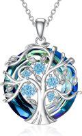 wholesale TOUPOP Tree Of Life Necklaces For Women Family Tree March Birthstone Ncklace S925 Sterling Silver Aquamarine Jewelry Birthday Gifts For Women Girlfriend Wife Her -0-0