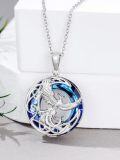 wholesale 925 Sterling Silver Round Crystal Phoenix Bird Pendant Necklace Gift for Women-0-3