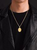 wholesale 925 Sterling Silver Saint Raphael Pendant Necklace Gold Plated Oval Charm-0-5