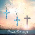 wholesale Sterling Silver Opal Cross Abalone Shell Dangle Drop Leverback Earrings-0-10