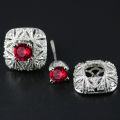 wholesale 925 Sterling Silver Red Garnet Stud Earrings with Cubic Zirconia Accents-0-2