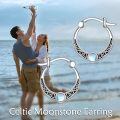wholesale 925 Sterling Silver Celtic Knot Moonstone Hoop Earrings Platinum Plated For Women-0-1