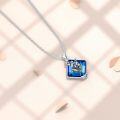 wholesale 925 Sterling Silver Blue Crystal Lily of the Valley Pendant Necklace for Women - December Birthstone -0-3