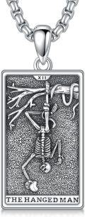 wholesale 925 Sterling Silver The Hanged Man Tarot Pendant Necklace for Men Women Gifts-0-0