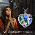 wholesale TOUPOP Dog Cremation Gifts Sterling Silver Heart Dog Urn Necklace For Ashes With Abalone Shell Memorial Keepsake Cremation Jewelry Gifts For Women Dog Lovers -0-1