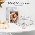 wholesale TOUPOP Rose Heart Bracelet For Women Sterling Silver Butterfly Initial N Letter Link Bracelet Anniversary Birthday Christmas Jewelry Gifts For Her Wife Girlfriend, Large -0-2