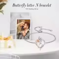 TOUPOP Sterling Silver Rose Heart Butterfly Initial N Letter Link Bracelet For Women-0-2