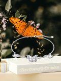 wholesale 925 Sterling Silver Butterfly Adjustable Bracelet with Pink CZ Gemstones for Women and Girls Gift-0-5