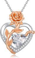 wholesale  Sterling Silver Rose Quartz Heart Pendant Necklace for Women -0-51