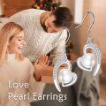 wholesale 925 Sterling Silver Pearl & Cubic Zirconia Heart Drop Earrings for Women Mother's Day Gift-0-1