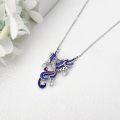 wholesale 925 Sterling Silver Purple Enamel Peacock Pendant Necklace with Cubic Zirconia Accents for Women-0-1