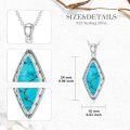 wholesale 925 Sterling Silver Turquoise Cubic Zirconia-Shaped Pendant Necklace - Vintage Boho Style-0-4