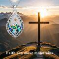 wholesale 925 Sterling Silver Cross Necklace with Mustard Seed & Abalone Shell - Inspirational Christian Jewelry Gift for Women Men-0-5