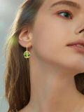 wholesale Gold-Plated 925 Sterling Silver Tree of Life Green Jade Drop Earrings for Women-0-1