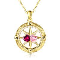 wholesale 925 Sterling Silver Compass Pendant with Birthstones for Women-07-10-Jul-Oct