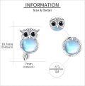 wholesale 925 Sterling Silver Moonstone Owl Stud Earrings w/Black CZ Eyes & Blue Stone Body - Mothers' Day Gift-0-4