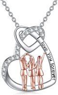 wholesale 925 Sterling Silver Infinity Heart Three Sisters Friendship Pendant Necklace for Women Girls Gifts-0-0