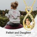 wholesale 14K Gold & 5A CZ Father-Daughter Necklace - Infinity Heart Pendant, Adjustable 16+2 Chain, Gift for Women/Daughter/Sister-0-1
