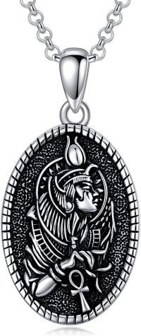 wholesale 925 Sterling Silver Aztec Lion Head Pendant Necklaces for Men s-Nefertiti